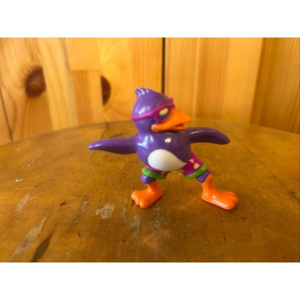Vintage Lisa Frank 2” Purple Surfing Penguin PVC Toy Figure (5861)